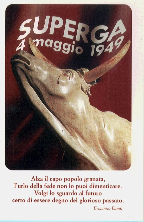 Pictures of Ermanno Eandi in memory tragedy of Superga where is dead the "grande Torino"